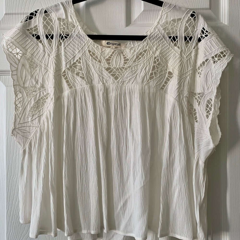 Boho style Cropped Top Ivory Size L